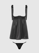 BRIGETA SATIN OPEN CUP BABYDOLL & G-STRING SET