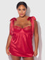 ROSALIE SATIN & EMBROIDERED LACE BABYDOLL & G-STRING SET