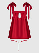 ROSALIE SATIN & EMBROIDERED LACE BABYDOLL & G-STRING SET
