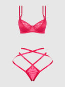 FLORA LACE BRA & STRAPPY THONG SET