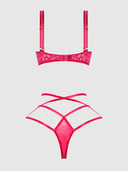 FLORA LACE BRA & STRAPPY THONG SET