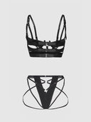 DEVON ELASTIC STRAPPY OPEN CUP BRA & CROTCHLESS PANTY SET
