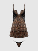 DEVON SILKY SATIN SWIRL PLUNGE PUSH UP BABYDOLL SET