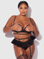 BRIGETA SATIN OPEN CUP BRA & SKIRTED THONG SET