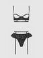 BRIGETA SATIN OPEN CUP BRA & SKIRTED THONG SET