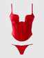 BRIGETA SATIN PLUNGE PUSH UP BUSTIER & G-STRING SET