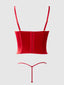 BRIGETA SATIN PLUNGE PUSH UP BUSTIER & G-STRING SET