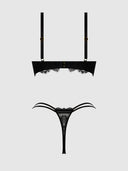 JOCELYN LACE  & SATIN PUSH UP BRA STRAPY THONG SET