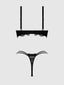 JOCELYN LACE  & SATIN PUSH UP BRA STRAPY THONG SET