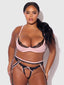 JOCELYN SATIN & LACE PUSH UP BRA, GARTER, & TANGA SET