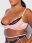 JOCELYN SATIN & LACE PUSH UP BRA, GARTER, & TANGA SET