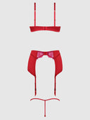 JOCELYN LACE & SATIN BRA, SKIRT & CROTCHLESS G-STRING SET