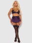 JOCELYN LACE & SATIN BRA, SKIRT & CROTCHLESS G-STRING SET