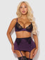 JOCELYN LACE & SATIN BRA, SKIRT & CROTCHLESS G-STRING SET