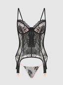 JOCELYN LACE & SATIN UNDERWIRE CORSET & G-STRING SET