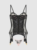 JOCELYN LACE & SATIN UNDERWIRE CORSET & G-STRING SET