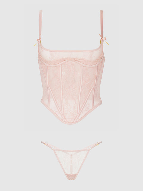 JOCELYN LACE UNDEREWIRE BUSTIER & G-STRING SET