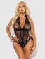 JOCELYN SATIN & LACE DROP OFF CROTCHLESS TEDDY