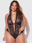 JOCELYN SATIN & LACE DROP OFF CROTCHLESS TEDDY