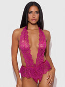 JOCELYN LACE & PEARL CROTCHLESS TEDDY