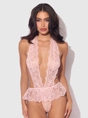JOCELYN LACE & PEARL CROTCHLESS TEDDY