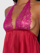 JOCELYN LACE & SATIN DROP OFF BABYDOLL & G-STRING SET