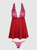JOCELYN LACE & SATIN DROP OFF BABYDOLL & G-STRING SET