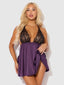 JOCELYN LACE & SATIN DROP OFF BABYDOLL & G-STRING SET