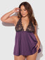 JOCELYN LACE & SATIN DROP OFF BABYDOLL & G-STRING SET