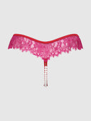 JOCELYN LACE & PEARL CROTCHLESS THONG