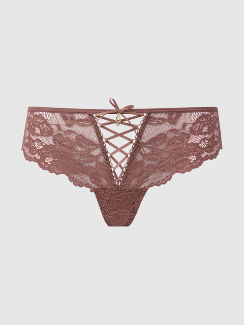 BELLA LACE UP FRONT LACE TANGA