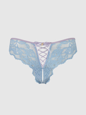 BELLA LACE UP FRONT LACE CROTCHLESS TANGA