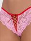 BELLA LACE UP FRONT LACE CROTCHLESS TANGA