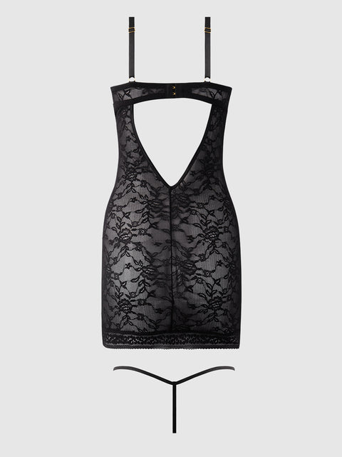 SAVANNAH LACE PUSH UP CHEMISE & G-STRING SET