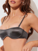 ZOE OIL SLICK BANDEAU BRA, WRAP GARTER & TANGA SET