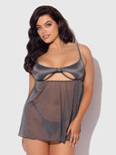 ZOE OIL SLICK OPENABLE CUP UNDERWIRE BABYDOLL SET