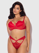 KIKI LACE & FAUX LEATHER BALCONETTE & OPEN BACK HIPSTER SET