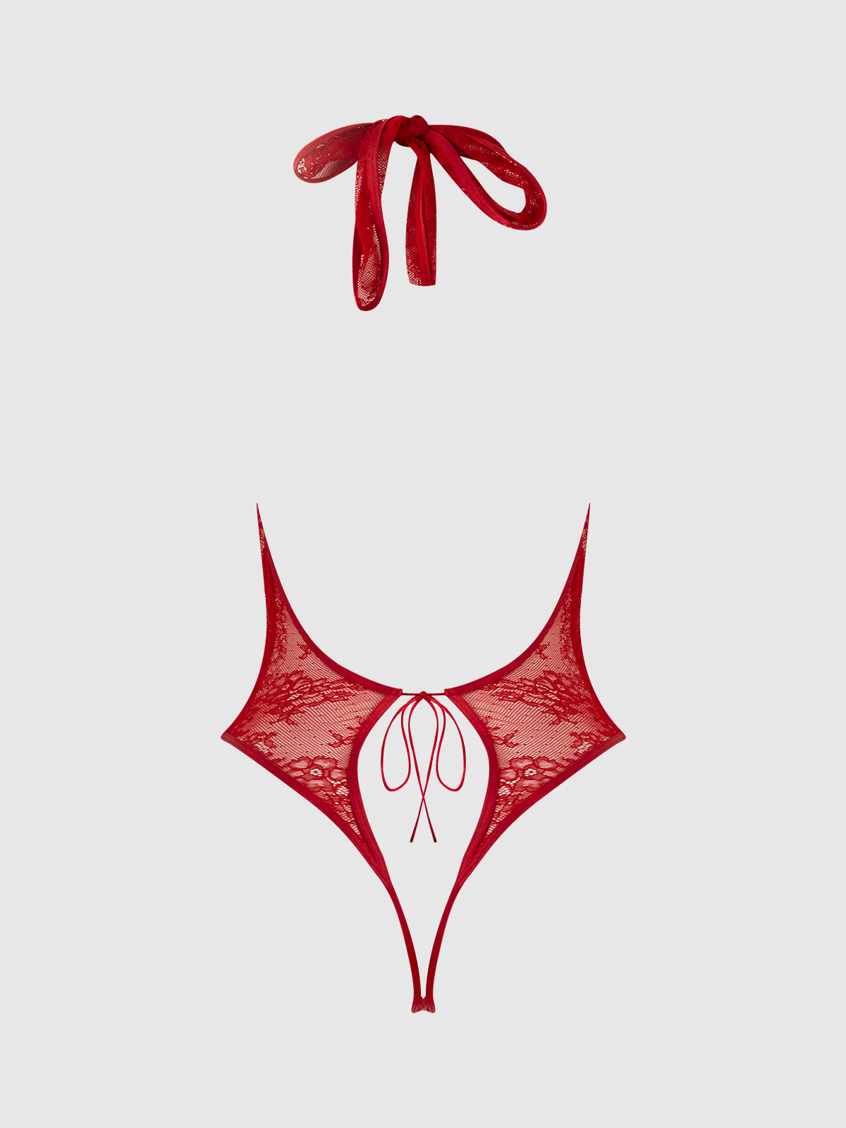 KIKI LACE PLUNGE HALTER TEDDY