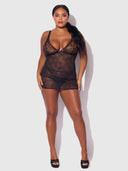 KIKI LACE STRAPPY & BACKLESS CHEMISE & G-STRING SET