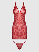 KIKI LACE STRAPPY & BACKLESS CHEMISE & G-STRING SET