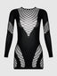 V-NECK LONG SLEEVE BODYSTOCKING DRESS