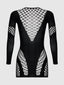 V-NECK LONG SLEEVE BODYSTOCKING DRESS