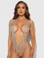 RHINESTONE PLUNGE & FRINGE TEDDY