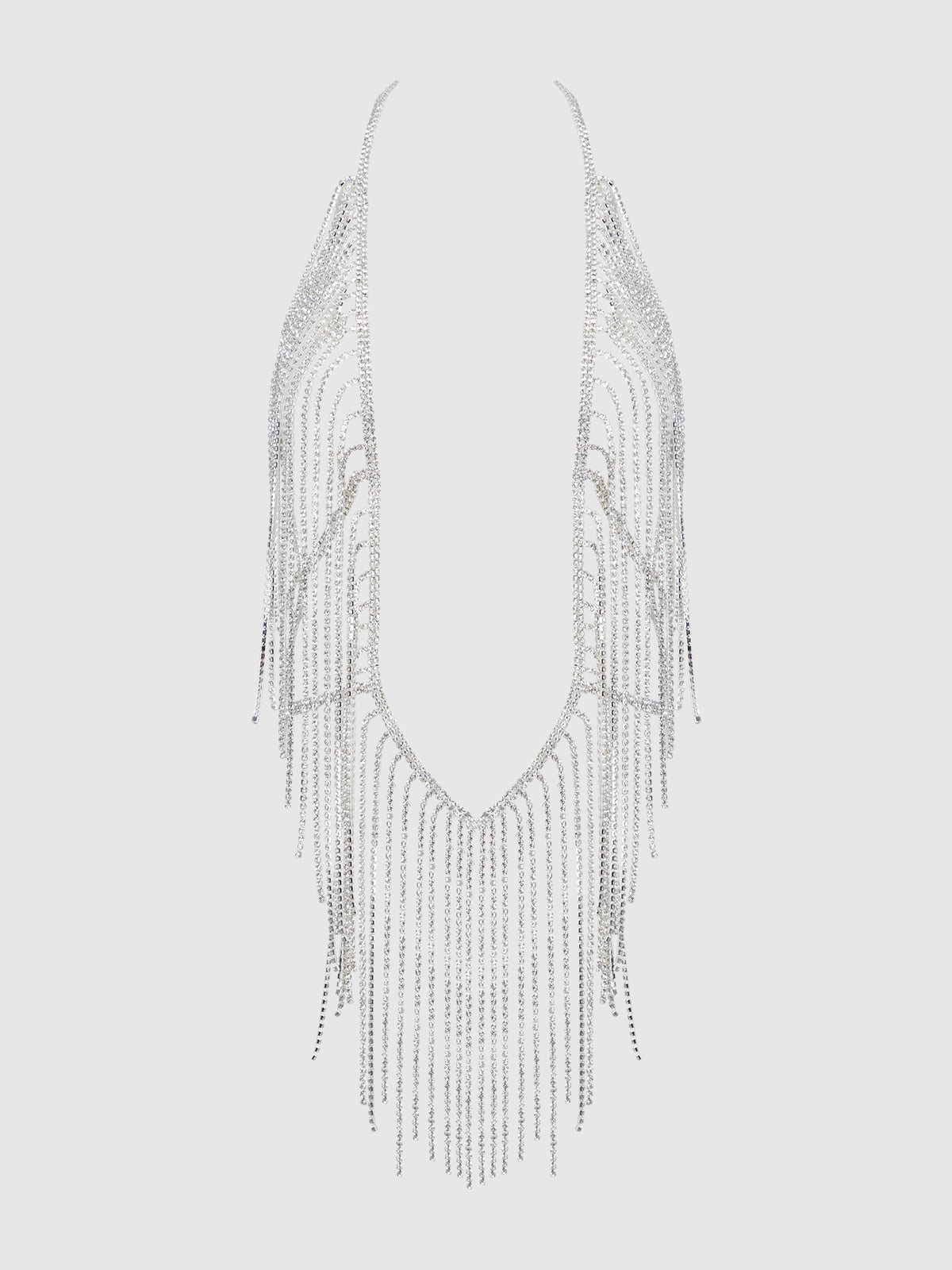 RHINESTONE PLUNGE & FRINGE TEDDY