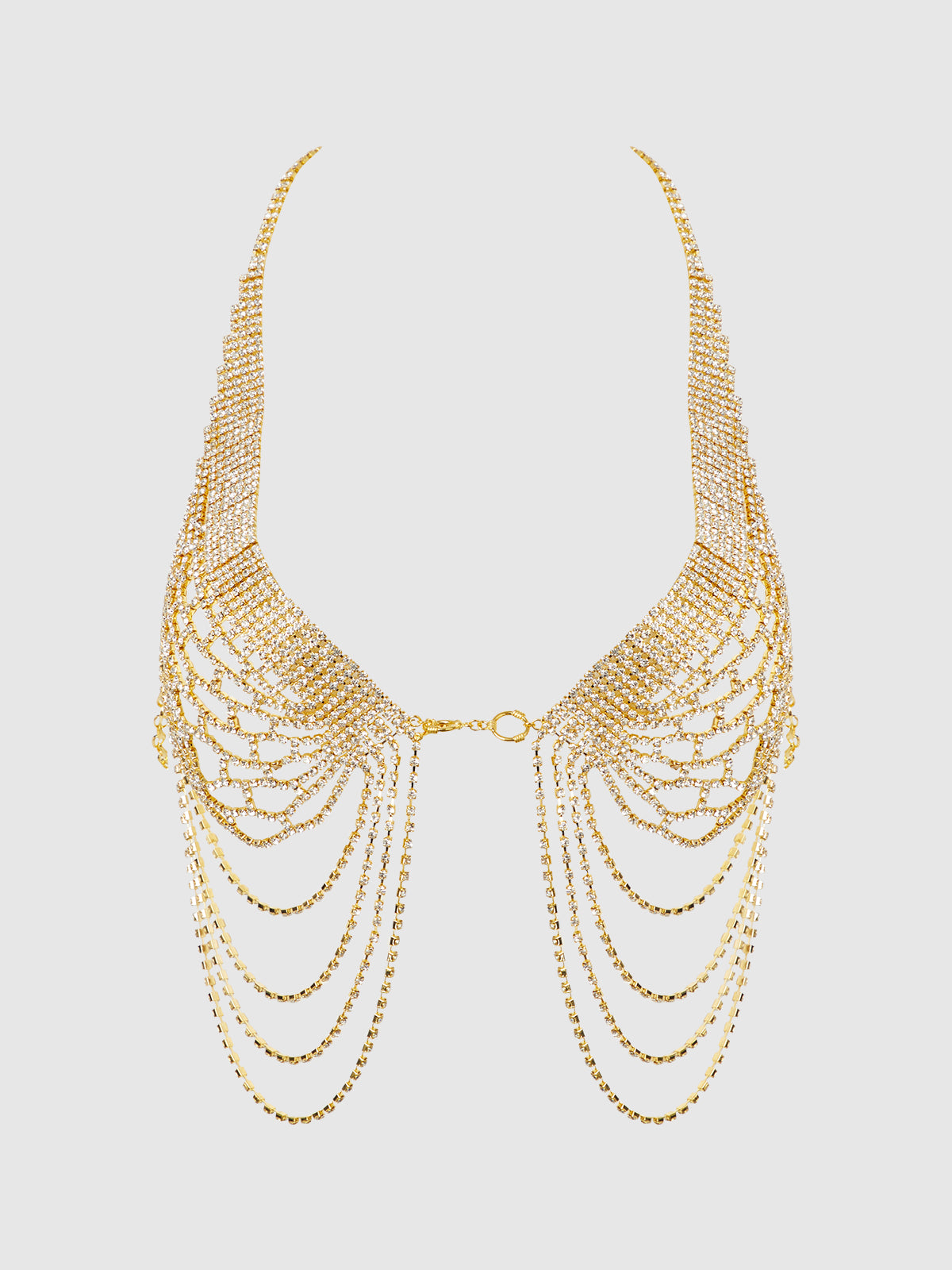 RHINESTONE NET HALTER WITH OPENABLE FRONT