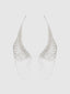 RHINESTONE NET HALTER WITH OPENABLE FRONT