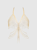 RHINESTONE NET & FRINGE HALTER BRALETTE
