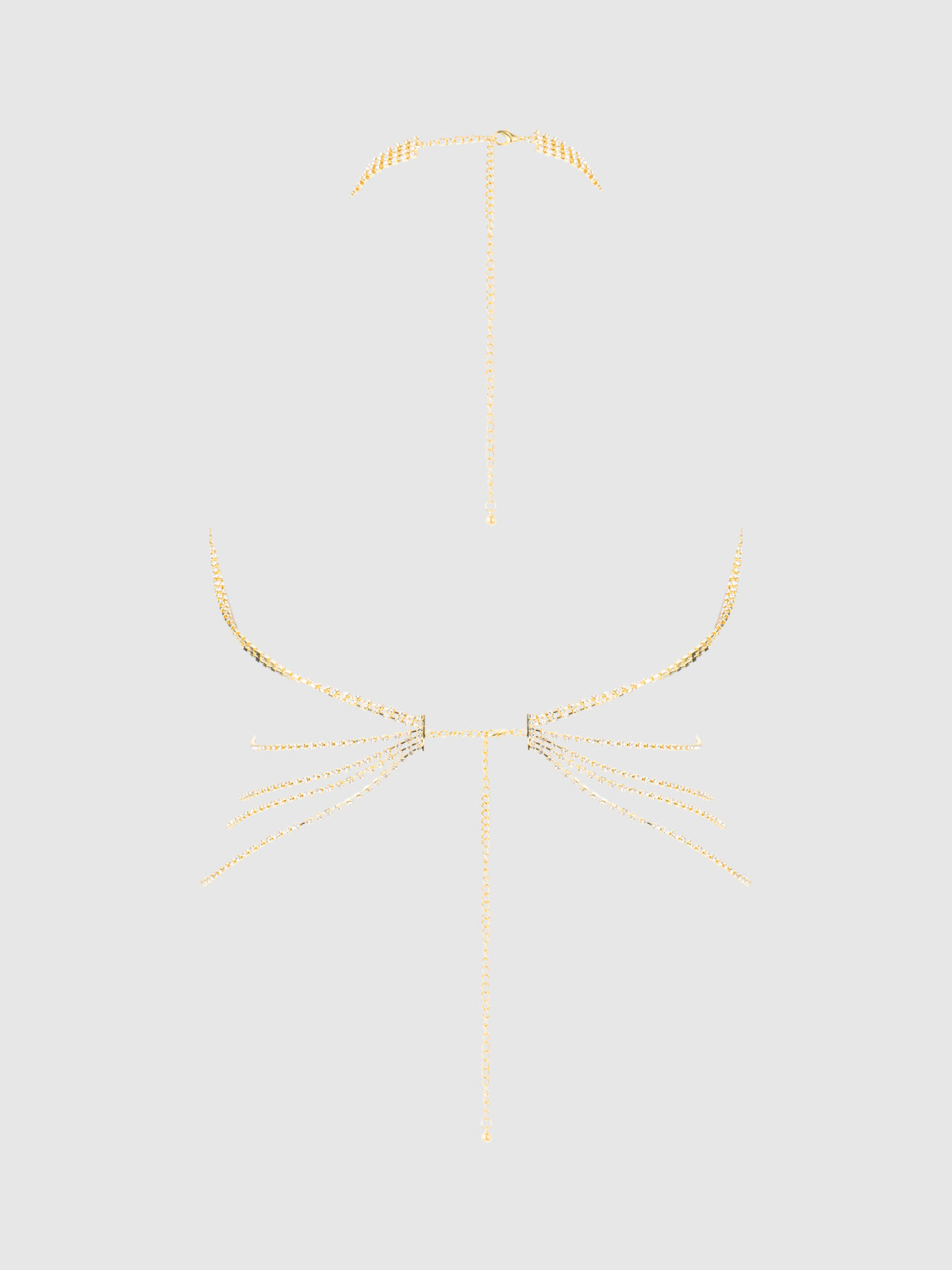 RHINESTONE NET & FRINGE HALTER BRALETTE