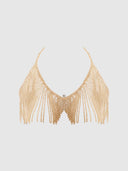 RHINESTONE DANGLE V-NECK BRA