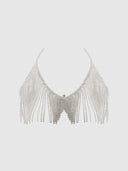 RHINESTONE DANGLE V-NECK BRA
